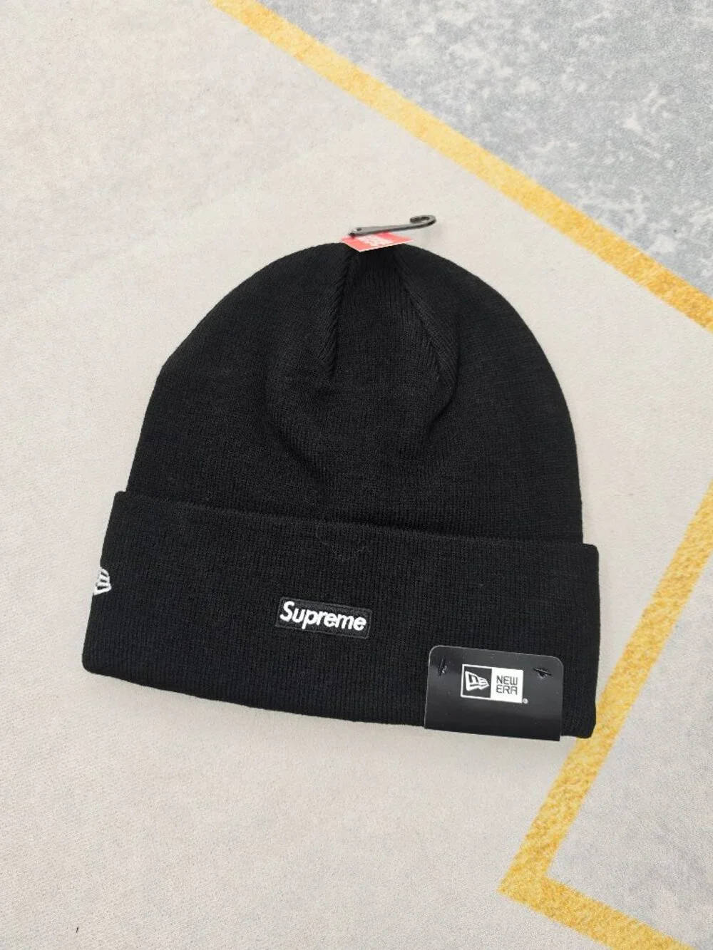 Supreme Black Beanie with White Devil 'S' Embroidery